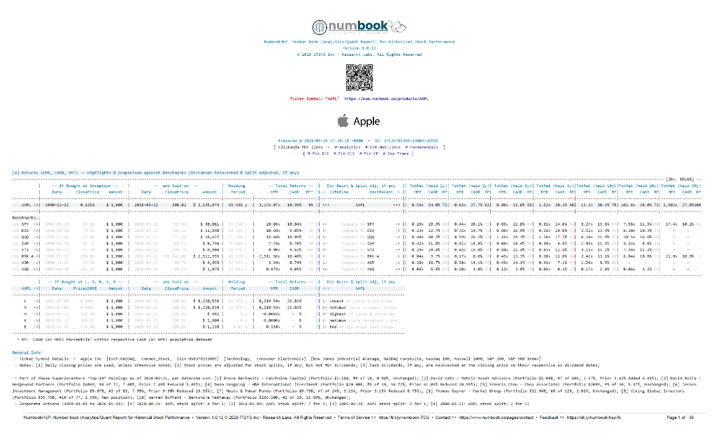 Numbook HSP Apple Analytics Benchmarks